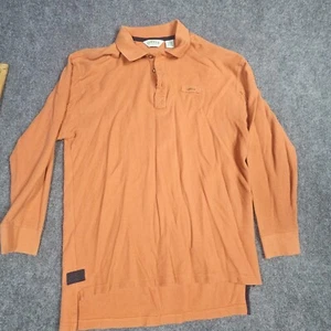 Orvis Polo Mens Orange Rust Fly Fishing LT Heavyweight 100% Cotton Long Sleeve - Picture 1 of 5