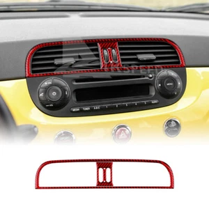 Red Center Air Outlet Vent Cover Sticker Carbon Fiber For Abarth 595 2008-2015 - Imagen 1 de 8