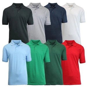 8-Pack Mens Short Sleeve Pique Polo Shirts Uniform Fitted Color Solid (S-2XL) - Picture 1 of 10