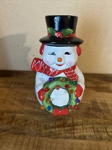 MR CHRISTMAS NOSTALGISCHE 12" Schneemann KERAMIK FEIERTAG BELEUCHTET Tischplatte - Bild 1 von 9