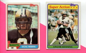 ARCHIE MANNING NEW ORLEANS SAINTS 1981 TOPPS NFL 2 CARD LOT - Picture 1 of 2