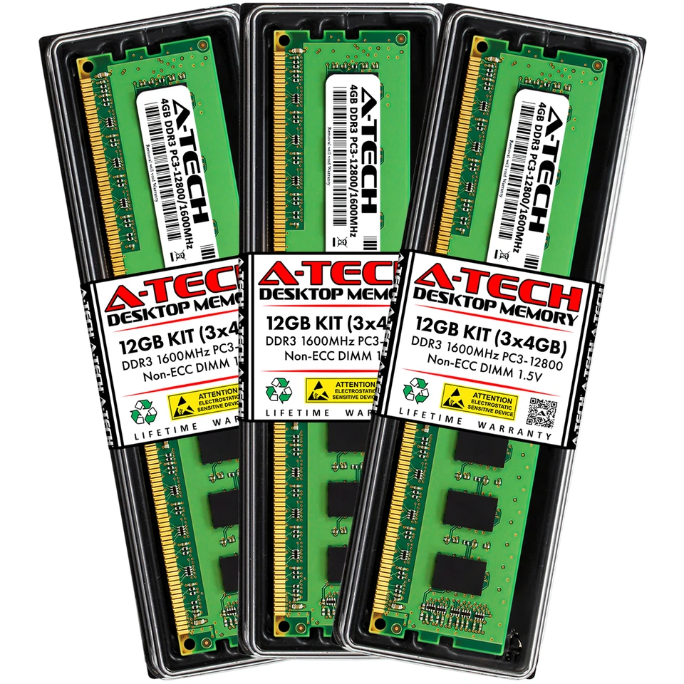 12GB 3x 4GB DDR3 Crucial Ballistix BLS3KIT4G3D1609DS1S00 Equivalent Memory RAM - Image 1 of 2