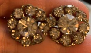 Diamond Faux Screwback Earrings Fine Costume Jewelry Circa 1940's Vintage - Picture 1 of 6