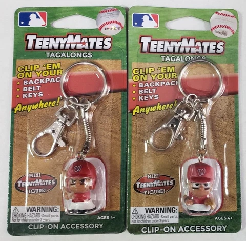 (2) Two Teenymates Tagalongs WASHINGTON NATIONALS Keychain Figure Official MLB Cover