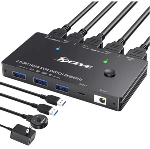 KVM Switch HDMI 2 Port Box, 8K@60Hz USB3.0 HDMI2.1 Switch for 2 Computers - Afbeelding 1 van 11
