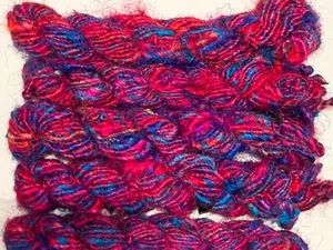 100 g Filato di Seta Sari Riciclato Himalaya Multi Sfumature Rosa Blu - Foto 1 di 2