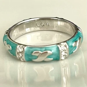 LGA Lauren G Adams Turquoise Enamel Rhinestones Ring Size 9 - Picture 1 of 3