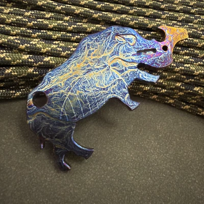 RIHE Design TC4 Titanio Rinoceronte EDC Abridor de Botellas Palanca Varilla Herramienta Exterior Foto 1 de 4