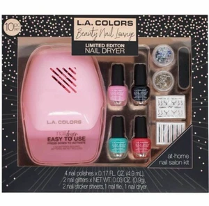 LA Colors Beauty Nail Lounge Kit Set Dryer Polishes Stickers Glitter Limited New - Picture 1 of 3