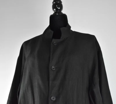 eskandar Size 2 Brown Coat Button Up Jacket High Collar Pockets Lagenlook Boxy - Image 1 of 4