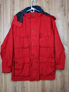 Vtg Eddie Bauer Mountain Parka Jacket Sz L Mens Red Wool Lined Chore Hooded - Picture 1 of 19
