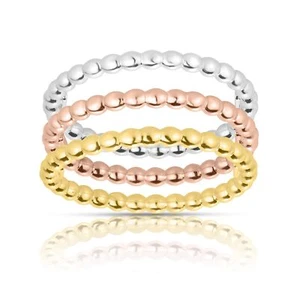 Anillo para mujer Floreo tricolor con cuentas de oro apilable (juego de 3) - talla 7 - Imagen 1 de 5