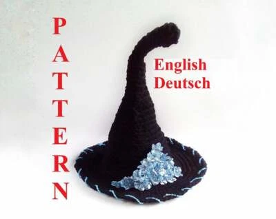 Pattern black witch hat Pattern black wizard hat Modern witch costume - Image 1 of 4
