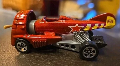 Vintage Hot Wheels Airplane K-9 - Plane - Red, Star, Propeller, Wheels - 1996 - Image 1 of 4