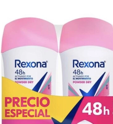 2 REXONA DESODORANTE EM PÓ BASTÃO DESODORANTE SECO 45g  - Imagem 1 de 3
