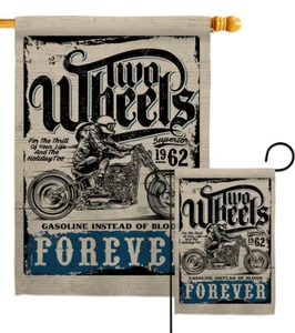 Two Wheels Garden Flag Vehicle Interests Decorative Small Gift Yard House Banner - Picture 1 of 17