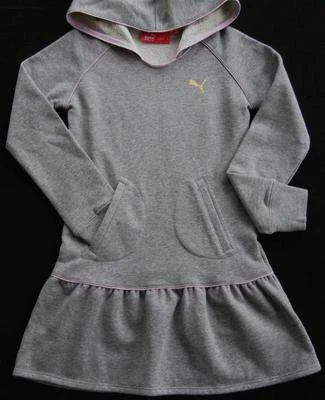NWT PUMA Girls Long Sleeve Gray Dress with Hoodie (Size XLarge) NEW - Изображение 1 из 4