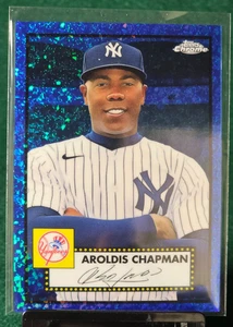 2021 Topps Chrome Platinum AROLDIS CHAPMAN blu mini rifrattore diamante 192/199 - Foto 1 di 2
