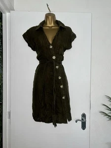 Zara woman size XS 6 Khaki Moss Green Gilet Sleeveless Blouse Dress Belted Top - Picture 1 of 4