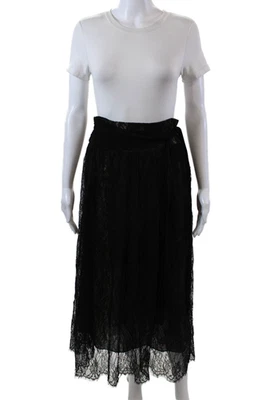 Haute Hippie Womens Textured Zip Lace Lined Long Skirt Black Size 04 - Image 1 of 4
