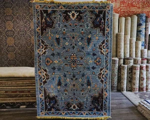 Blue 4x6ft Transitional Oriental Wool Rug, Area rug, Home Decor, Vintage Decor - Picture 1 of 12