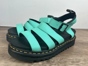Doc Martens Blaire Damen-Sandalen Größe 9 türkisfarbenes Leder klobig - Bild 1 von 7