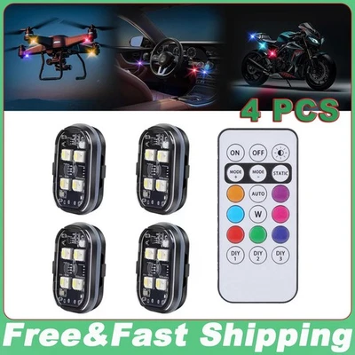4PCS Wireless LED Strobe Light RGB 8 Colors Rechargeable Flashing Warning Lights - Image 1 of 4