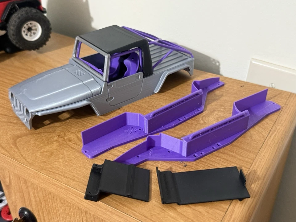 Axial SCX24 Jeep LJ Pickup Body And Chassis Kit. (silver And Purple) - Image 1 of 4