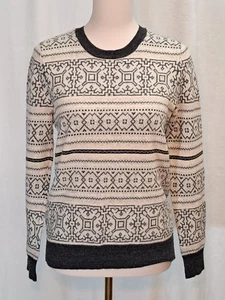 J.Crew Gr. M Fair Isle Woll-Kaschmir-Mischung Rundhals Pullover grau elfenbein - Bild 1 von 9