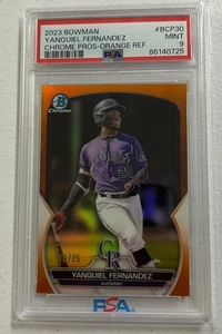 2023 BOWMAN CHROME PROSPECTS YANQUIEL FERNANDEZ CHROME ORANGE REF /25 POP 2 - Picture 1 of 2