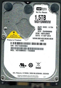 WD15NMVW-11W68S0 S/N:WX71A DCM:HBCVJBKB WESTERN DIGITAL 1.5TB THAILAND  SEP 2012 - Picture 1 of 2
