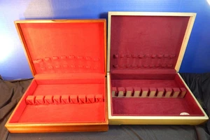 2 Posate Argenteria Cassapanca Legno Antiappannamento Fodera Feltro Rosso Scatola Wallace - Foto 1 di 16