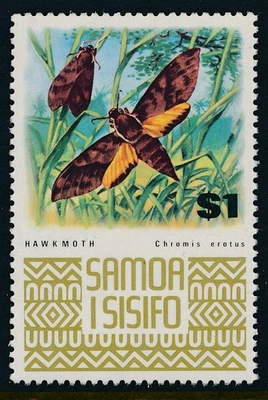 1972 SAMOA FAUNA DEFINITIVES $1 HAWKMOTH FINE MINT MNH - Image 1 of 2