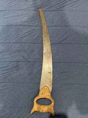 "Sierra de mano vintage de 22"" Nicholson de corte de acero plateado herramienta antigua para carpintería de 7 puntos" Foto 1 de 4