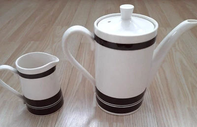 SADLER BROWN STRIPED COFFEE POT /TEA POT & MILK JUG SET COLLECTABLE VINTAGE XMAS - Image 1 of 4