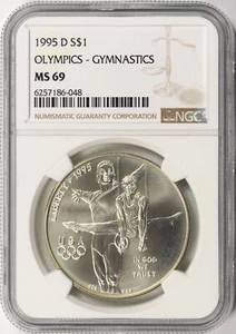 1995-D $1 Olympics Gymnastics Commemorative Silver Dollar NGC MS69 - Picture 1 of 2
