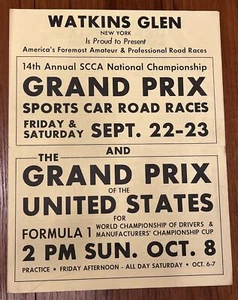 Vintage 1961 SCCA GRAND PRIX Sports Car Racing WATKINS GLEN FLYER Pamphlet - Picture 1 of 10