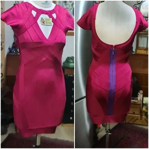 Auténtico Vestido Herve Leger Precioso Color Vino Burdeos - Talla S - Imagen 1 de 12