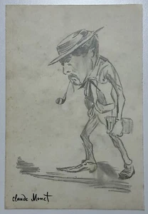 Claude Monet Drawing on old paper (Handmade) signed and stamped artwork - Picture 1 of 4