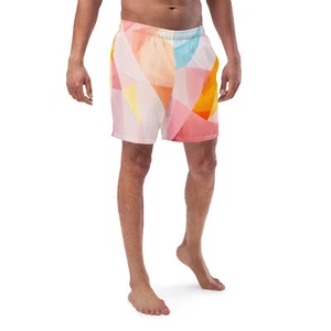 Pastels Geometric Print Recycled Swim Trunks - Picture 1 of 22