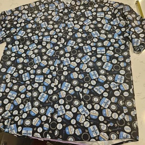 Vintage Rocawear Shirt Mens 2XL Blue Allover Print Short Sleeve Button Down - Picture 1 of 7