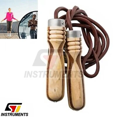 Leder Profi Springseil mit Holzgriffen Boxseil Springseil Fitness seil - Bild 1 von 3