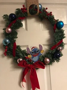 NEW - Disney -- Primark - Stitch - Christmas Hanging Door Wreath Home Decoration - Picture 1 of 5