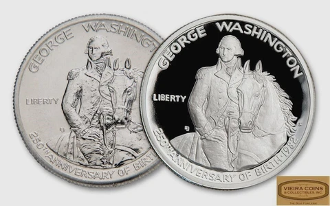 1982 G. Washington 250th Anniv. Silver Proof /MS 50C, Random Lot of 01  - #A02 Cover