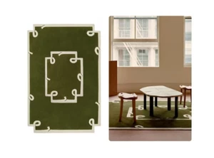 Green White Border Hand Tufted Rugs Hand Made Carpet For Living Room 4X6 5X8 6X9 - Picture 1 of 12