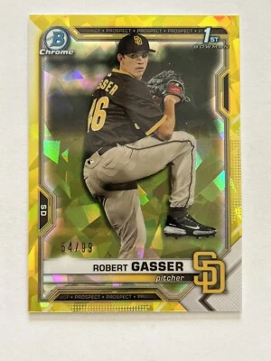 2021 Bowman Draft Sapphire Robert Gasser Yellow /99 - Image 1 of 2