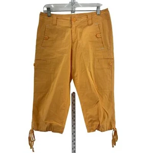 Coldwater Creek Cargo Capri Pants Orange Petite 8P Cotton Spandex Preowned - Picture 1 of 4