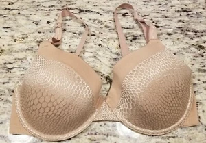 Warner's Bra 36D Beige Lightly Padded Underwire Faux Snake w Trim Accent RA22620 - Picture 1 of 16
