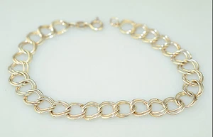 NEW STERLING SILVER DOUBLE LINK CABLE CHARM BRACELET 7.5 INCHES LONG 6.1 GRAMS - Picture 1 of 1
