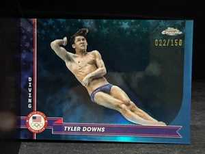 2024 Topps Chrome US Olympics Tyler Downs Blue Refractor #022/150 Diving #129 - Bild 1 von 2